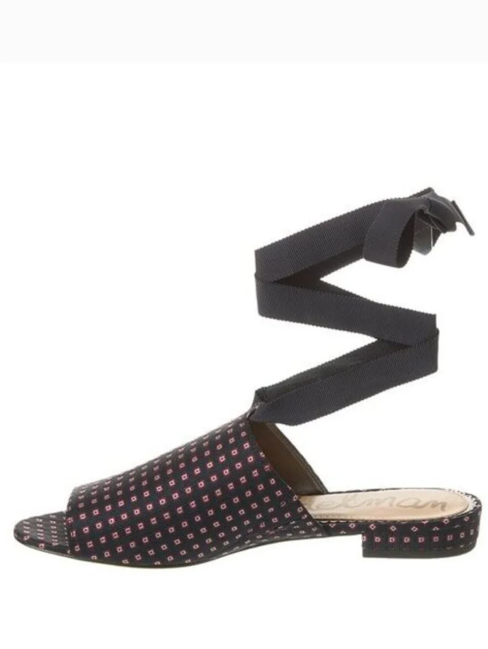 New w/o Box Sam Edelman Theodora Geo Print Lace-Up Open Toe Flat Mules Size 8